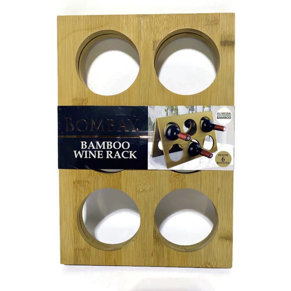 Bombay Company Bamboo Wine Rack Holds 6 Bottles New #BR31409